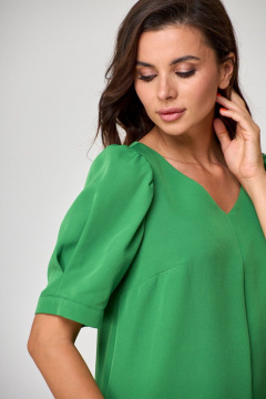 Платье прямого силуэта из вискозы с карманами и V-образным вырезом Anelli 995 лесной - фото 4