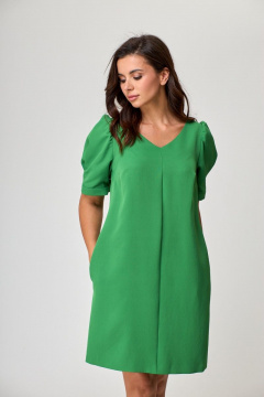 Платье прямого силуэта из вискозы с карманами и V-образным вырезом Anelli 995 лесной - фото 3