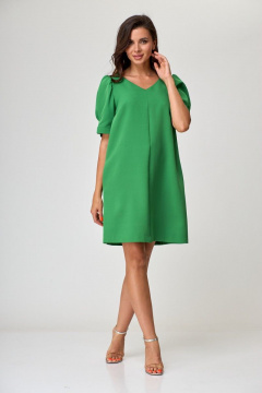 Платье прямого силуэта из вискозы с карманами и V-образным вырезом Anelli 995 лесной - фото 2