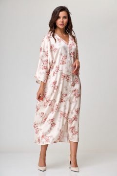 платье из шелка с разрезом и классическим силуэтом Anelli 1153 рябина - фото 2