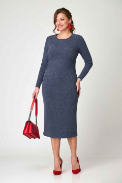Платье трикотажное с вытачками и поясом длиной 115 см Асолия 2593/1 синий - фото 3