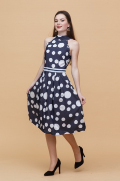 Платье без рукавов миди из текстиля с расклешенной юбкой Domna 413 темно-синий - фото 1