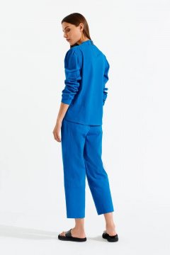 Синяя хлопковая блуза для делового и повседневного образа BURVIN 8455-51 - фото 2
