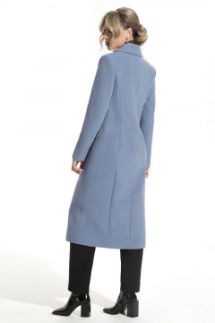 Демисезонное пальто из пальтовой ткани с рельефами и шлицей Golden Valley 7135 голубой - фото 2