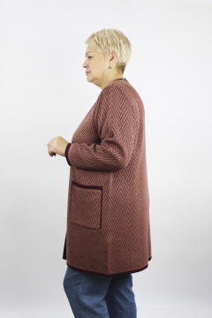 Жакет из трикотажа с карманами, коричневый, демисезон Полесье С2560-22 2С8747-Д43 158,164 брусника - фото 2
