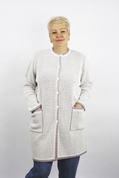 Жакет из трикотажа с карманами, белый и серый Полесье С2560-22 2С8747-Д43 158,164 суровый - фото 1