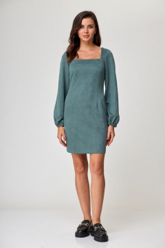 Платье ультраприталенного силуэта с квадратным вырезом и талиевой вытачкой Anelli 1179 яблоко - фото 3