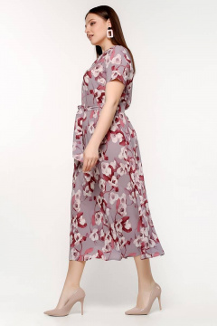 Платье свободного силуэта из стрейч-шифона с поясом и складками La rouge 5401 орхидея-(цветы) - фото 3