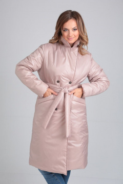 пальто утепленное с двубортной застежкой и съемным поясом Modema м.1039/2 бежевый - фото 5