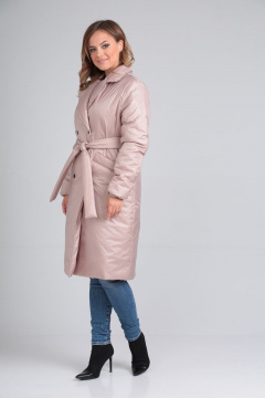 пальто утепленное с двубортной застежкой и съемным поясом Modema м.1039/2 бежевый - фото 4