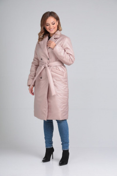 пальто утепленное с двубортной застежкой и съемным поясом Modema м.1039/2 бежевый - фото 3