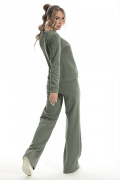 Джемпер из трикотажа с поясом и дизайном из хлопка Golden Valley 2316 зеленый - фото 3