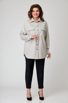 Костюм: бежевые свободные брюки и рубашка из текстиля Орхидея 1146-2 - фото 4