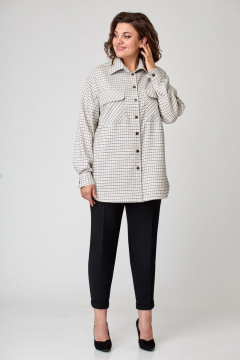 Костюм: бежевые свободные брюки и рубашка из текстиля Орхидея 1146-2 - фото 3