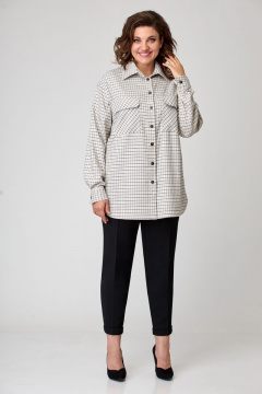 Костюм: бежевые свободные брюки и рубашка из текстиля Орхидея 1146-2 - фото 1