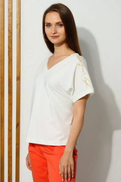 Летний прямой джемпер из хлопка с вырезом и пуловером Femme & Devur 30114 1.2BF(170) - фото 5