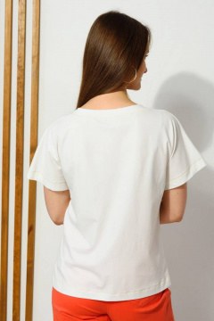 Летний прямой джемпер из хлопка с вырезом и пуловером Femme & Devur 30114 1.2BF(170) - фото 3