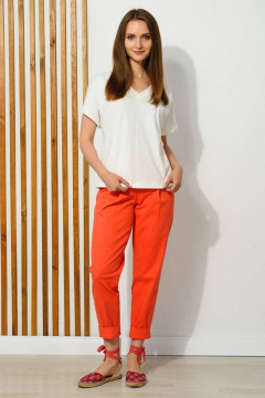 Летний прямой джемпер из хлопка с вырезом и пуловером Femme & Devur 30114 1.2BF(170) - фото 2