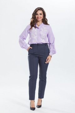 Брюки демисезонные зауженные с настрочными карманами MALI 322-075 синий - фото 1