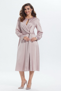 Нарядное приталенное платье с декоративным вырезом MALI 422-084 пудра - фото 1