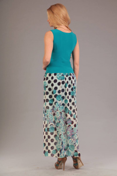 Платье из вискозы на лето длиной 134 см Liona Style 402 бирюза/горох - фото 2