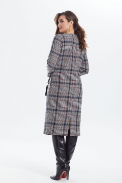 Платье прямое демисезонное с нагрудными вытачками и поясом MALI 422-102 красная_клетка - фото 2
