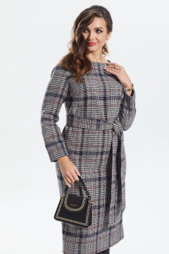Платье прямое демисезонное с нагрудными вытачками и поясом MALI 422-102 красная_клетка - фото 5