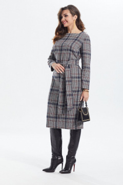 Платье прямое демисезонное с нагрудными вытачками и поясом MALI 422-102 красная_клетка - фото 4
