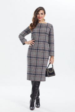 Платье прямое демисезонное с нагрудными вытачками и поясом MALI 422-102 красная_клетка - фото 3