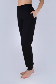 Брюки женские спортивные из футера с карманами и манжетами Verally 421-1 черный - фото 3