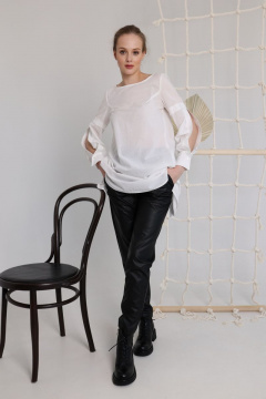 Черные брюки из эко-кожи с съемными цепями AMORI 5157 черный - фото 1