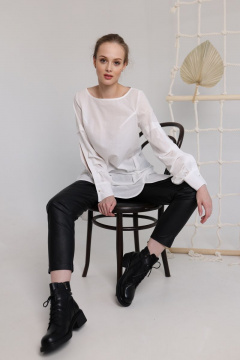 Черные брюки из эко-кожи с съемными цепями AMORI 5157 черный - фото 2