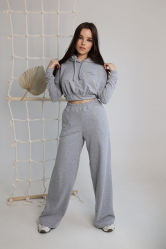 Брюки из трикотажа с резинкой и карманами по бокам AMORI 5160 серый - фото 4