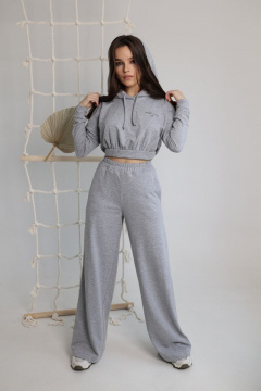 Брюки из трикотажа с резинкой и карманами по бокам AMORI 5160 серый - фото 1