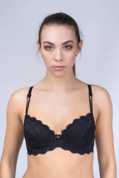 Бюстгальтер из эластичного кружева с пуш-апом Verally 216-9 черный - фото 1