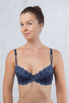Бюстгальтер из эластичного кружева с горизонтальным членением Verally 216-9 сапфир - фото 1