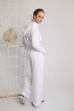 Белый бомбер из натуральной ткани с резинками AMORI 6387 молоко - фото 2