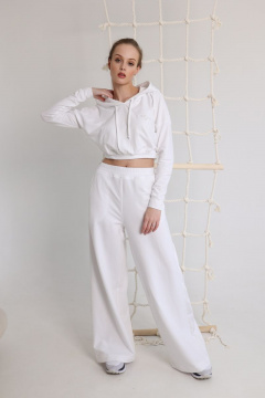 Белый бомбер из натуральной ткани с резинками AMORI 6387 молоко - фото 1