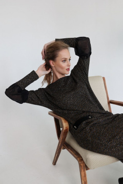 Демисезонное трикотажное платье с рукавами и застежкой AMORI 9613 - фото 2