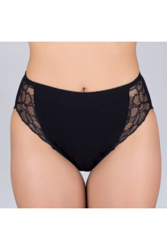 Трусы из хлопкового трикотажа с кружевной отделкой Verally 107-5 черный - фото 1