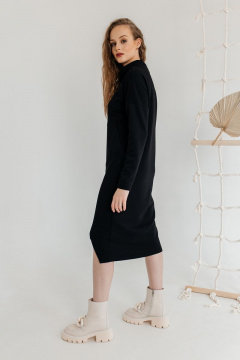 Платье трикотажное асимметричное с низом AMORI 9610 черный - фото 3