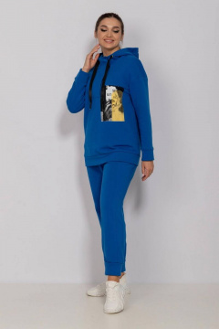 Демисезонный джемпер с капюшоном и подрезами Mislana 816 синий - фото 3