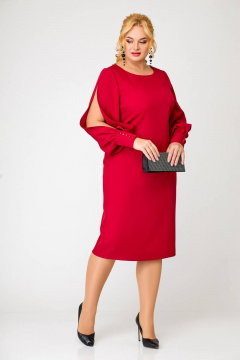 Нарядное платье с объемными рукавами и разрезами по рукавам Swallow 623 спелая_вишня - фото 1