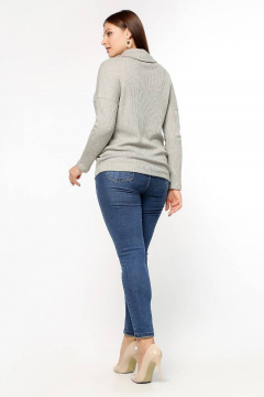 Джемпер свободный с воротником-хомут из трикотажа La rouge 3246 серо-бежевый - фото 4