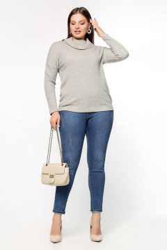 Джемпер свободный с воротником-хомут из трикотажа La rouge 3246 серо-бежевый - фото 2