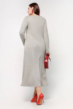 Платье трапециевидное с люрексом и шнурком La rouge 5410 серо-бежевый - фото 5