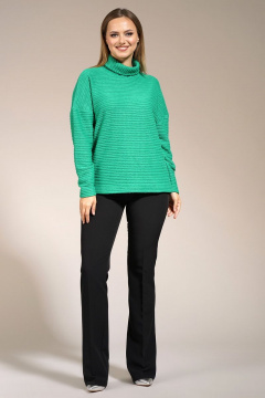 Джемпер оверсайз из вискозы и трикотажа зеленый Медея и К 2186 нефритовый - фото 5
