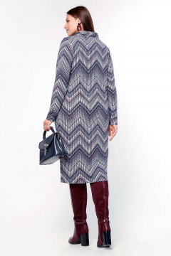 Платье свободное с кожаным воротником и карманами La rouge 5412 зигзаг-(бордо) - фото 3