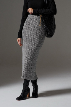 Серая классическая юбка из трикотажа с геометрическим принтом ANNETE A261 - фото 2