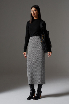 Серая классическая юбка из трикотажа с геометрическим принтом ANNETE A261 - фото 1